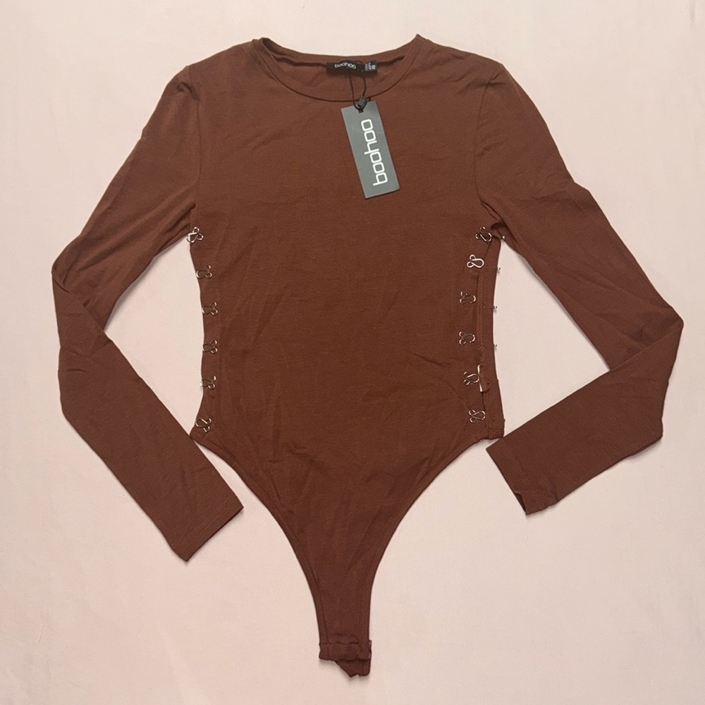 Boohoo Brown Thong Body Suit